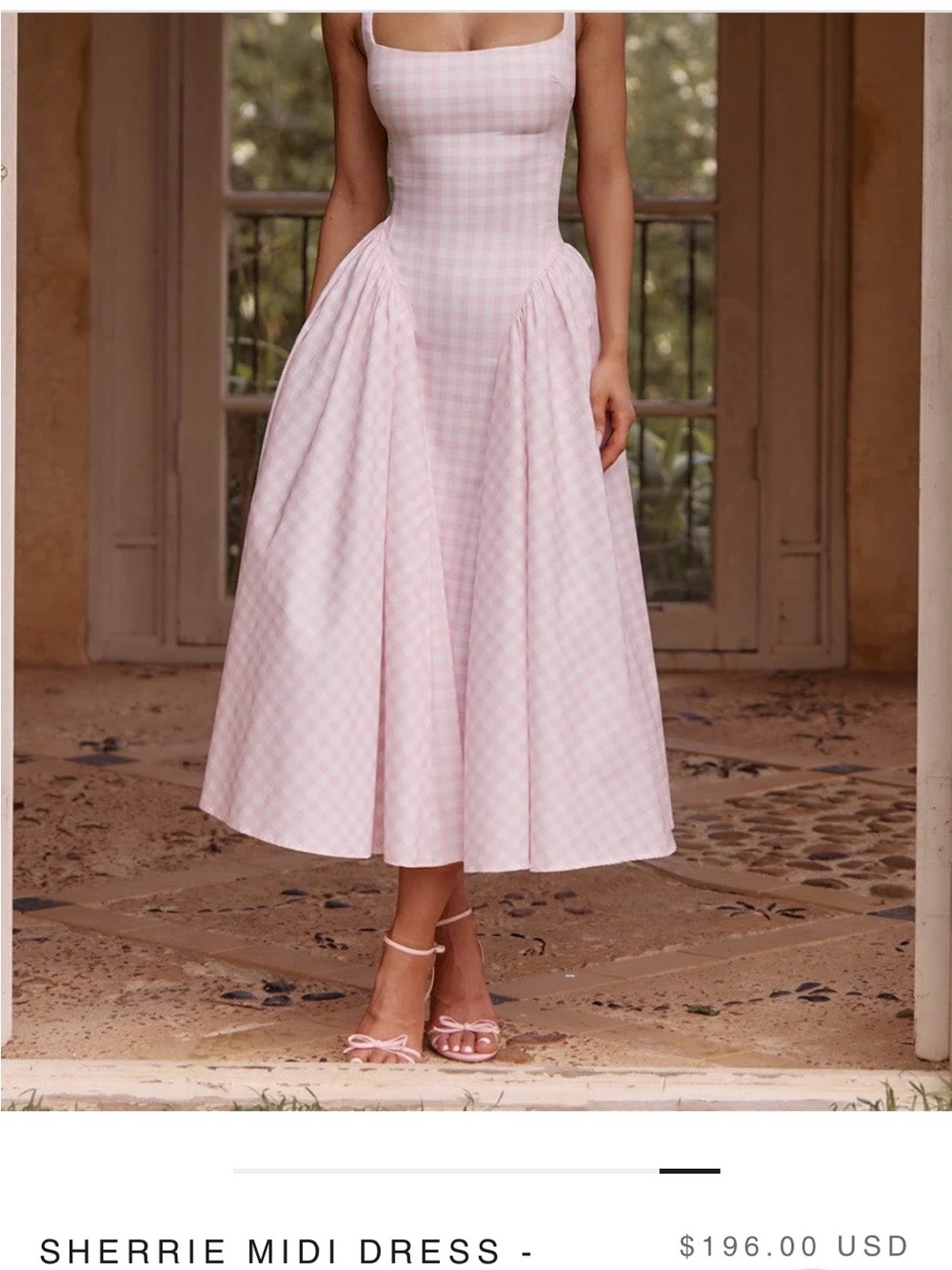 Pink Gingham Midi Skirt - Feminine High-Waist A-Linem